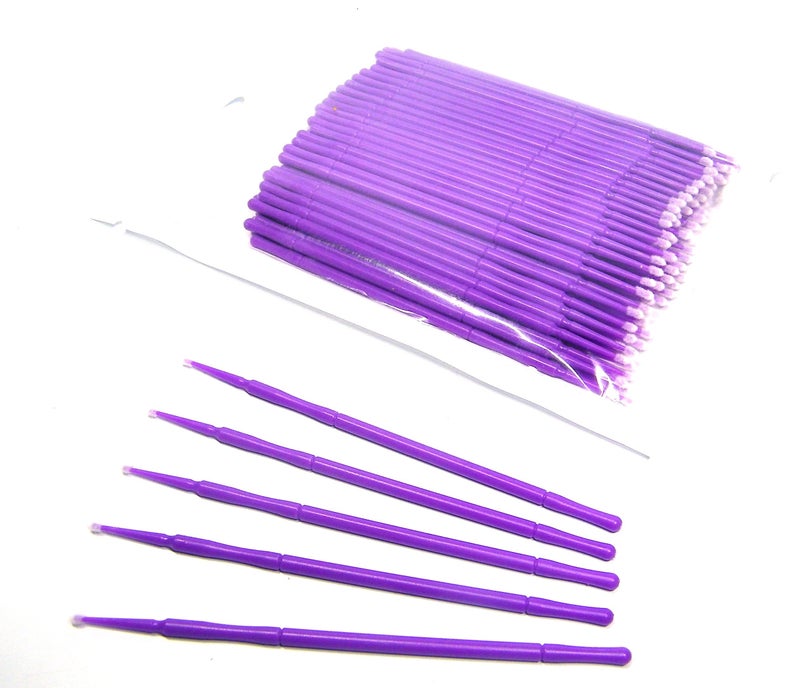 100 1.5mm Fine Touch Up Micro Brush Applicator for Detail Painting, Cleaning, Gluing - Auto, Marine, Crafts, Model Making, Cosmetics - Purple by NetSellsIt